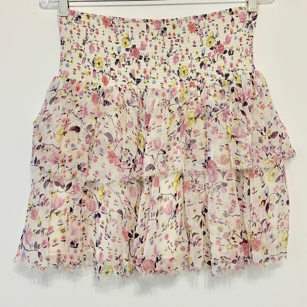 Rebecca Taylor Tapestry Ruffle Layer Skirt Size L